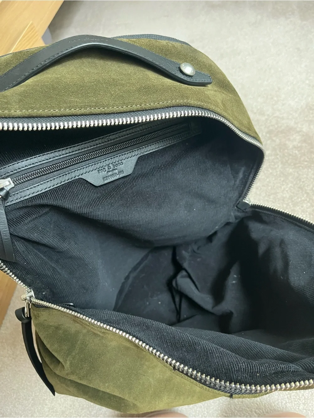 Rag & Bone Commuter Backpack Green Suede